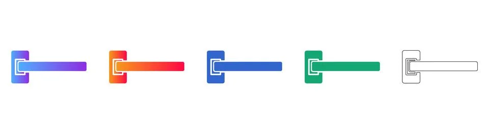 Modern Door Handle Icon Set Illustration