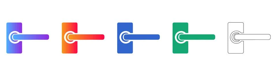 Modern Door Handle Icon Set Illustration
