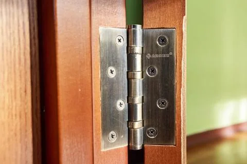 Modern door hinge Stock Photos