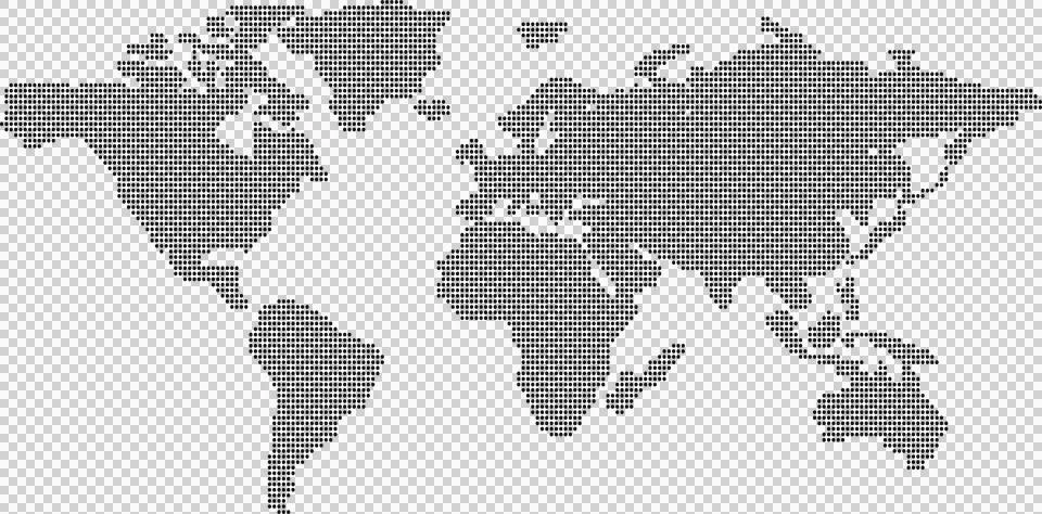 Modern dotted flat world map in circular pattern, transparent background fo.. Stock Photos