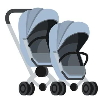 Modern double baby stroller isolated on white background Stock Illustration