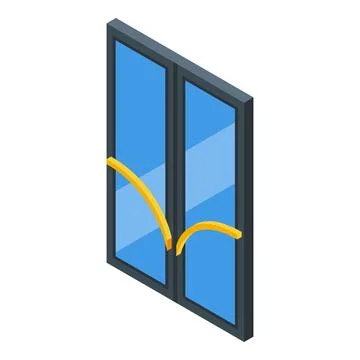 Modern double glazed window frame isometric view Stock Illustration