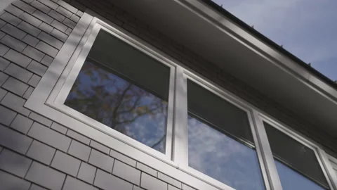 Modern Double Pane Energy Efficient Windows, Pull Back movement in Autumn Stock Footage 164483929