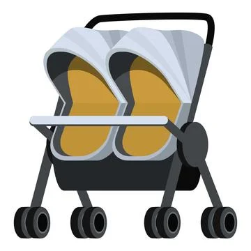 Modern double stroller waiting for twins on white background Stock Illustration