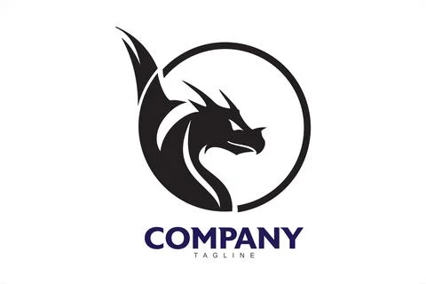 Modern dragon head on the circle Stock Illustration