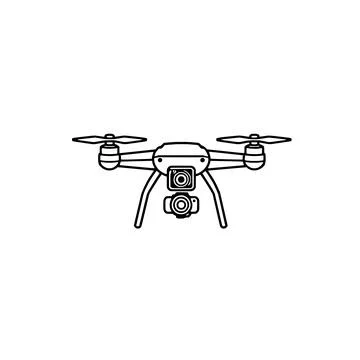 Modern Drone With Camera Quadcopter Outline Icon Stock Illustration