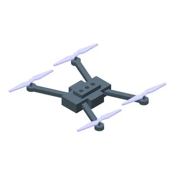Modern drone flying with rotating propellers isometric view Stock Illustration