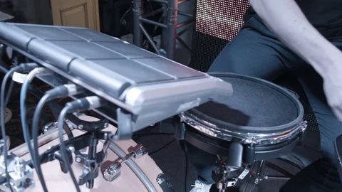 Modern drum kit at the concert Stock Footage 74193674
