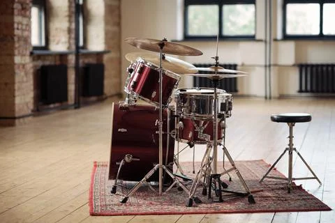 Modern drum kit at studio Stock Photos