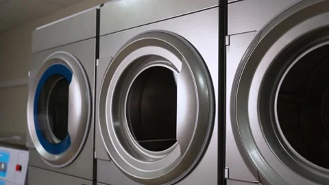 Modern drying machines in the laundry room. Stock Footage 155924932