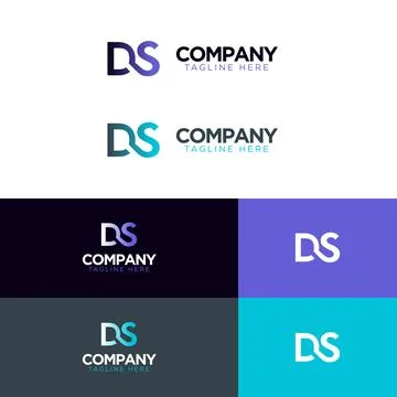 Modern DS Letter Monogram Connected Logo in Purple and Teal with Multiple Color Stock Illustration