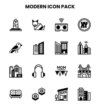 Modern DuoTone Graphics Icons Pack Illustrazione stock