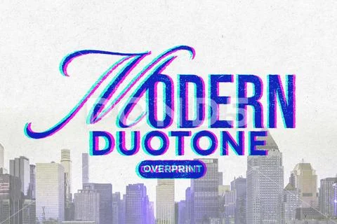 Modern Duotone Overprint Text Effect PSD Template