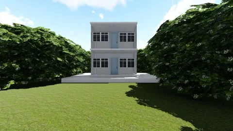 Modern Duplex Building in the Forest Video stock 347588737