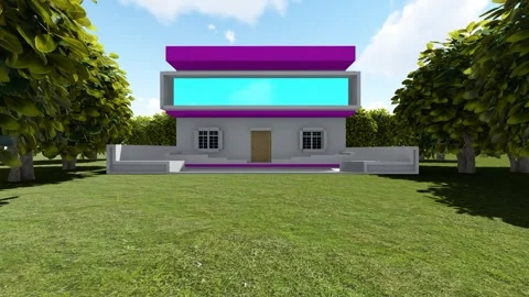Modern Duplex building in the garden Stock-Footage 343769399