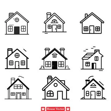 Modern Dwelling  Sleek House Vector Set for Minimalist Designs Stock Illustration