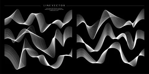 Modern dynamic amplitude wave line design template. Abstract swirl blend lines. Stock Illustration