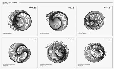 Modern dynamic line circle design template set. Abstract blend lines sphere logo Stock Illustration