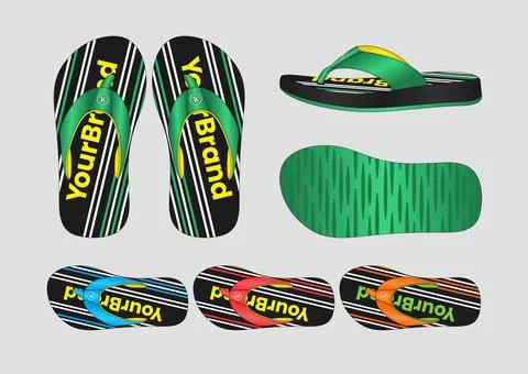 Modern Dynamic Lines Sandal Vector Template Set Orthogonal Mockup Kit 스톡 일러스트