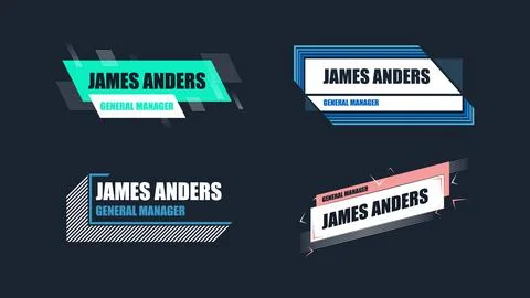 Modern dynamic lower third banners template set of four Illustrazione stock