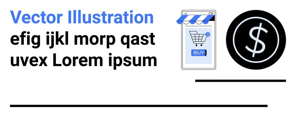 Modern E-commerce Concept with Shopping Cart and Currency Symbol Illustrazione stock
