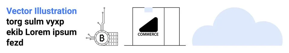 Modern E-commerce Industry Concept with Text, Cloud, and Commerce Graphics Stock Illustration