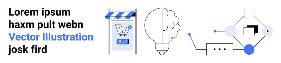 Modern E-commerce, Innovation, Network Connection and Blockchain Concept Stock Illustration