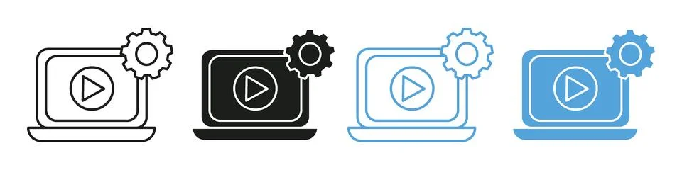 Modern E-Learning and Online Tutorial Vector Icons for Interactive Digital .. Stock Illustration