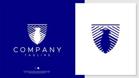 Modern eagle bird shield logo design vector. Luxury line hawk logo template. Stock Illustration