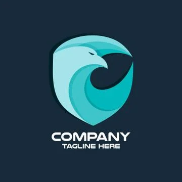 Modern eagle in shield and security logo. Vector illustration. Stock Illustration