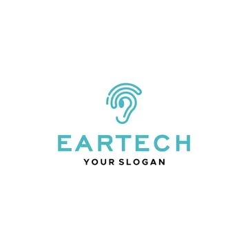 Modern ear aid technology hearing logo design Stock Illustration