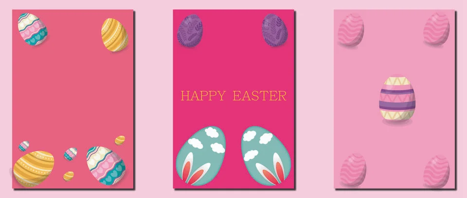 Modern Easter banner background template with colorful eggs イラスト素材