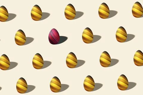 Modern Easter egg pattern made, multicolored Egg, gold Egg Illustrazione stock