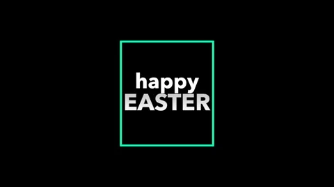 Modern easter greeting Happy Easter in bold white text with green outline on Stockbeeldmateriaal 267014646