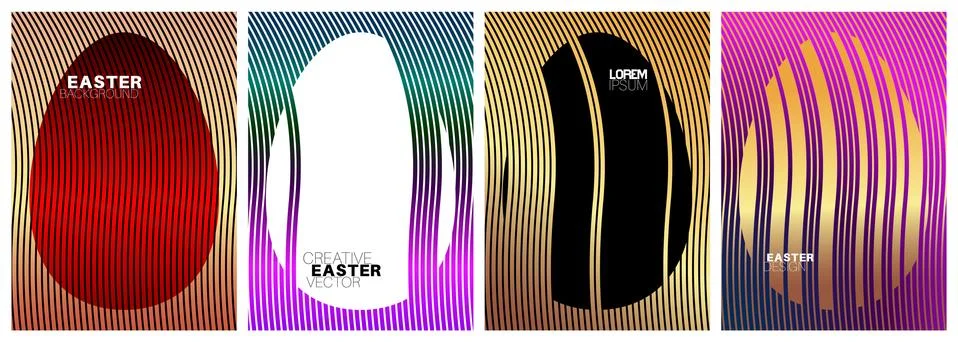 Modern Easter poster template set with geometric patterns. Creative abstract  스톡 일러스트