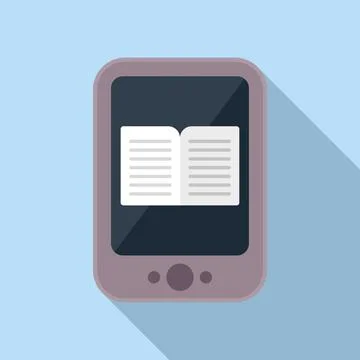 Modern ebook reader icon flat vector. Online literature Stock Illustration