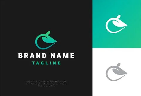 Modern Eco Leaf Circle Logo Design Template Stock Illustration