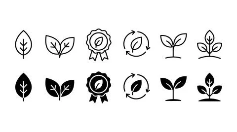 Modern Eco Leaf Icon Set for Sustainability and Green Environmental Solutions Stock Illustration