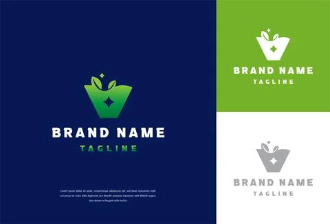 Modern Eco Leaf Shield Logo Design Template for Natural Brand Identity Stock Illustration