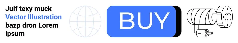 Modern eCommerce Elements with Buy Button, Globe, Camera, and Blue Highlights Stock Illustration