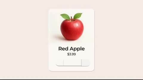 Modern Ecommerce UI Card Design for Red Apple with Price and Quantity Select Stock Footage 324852716