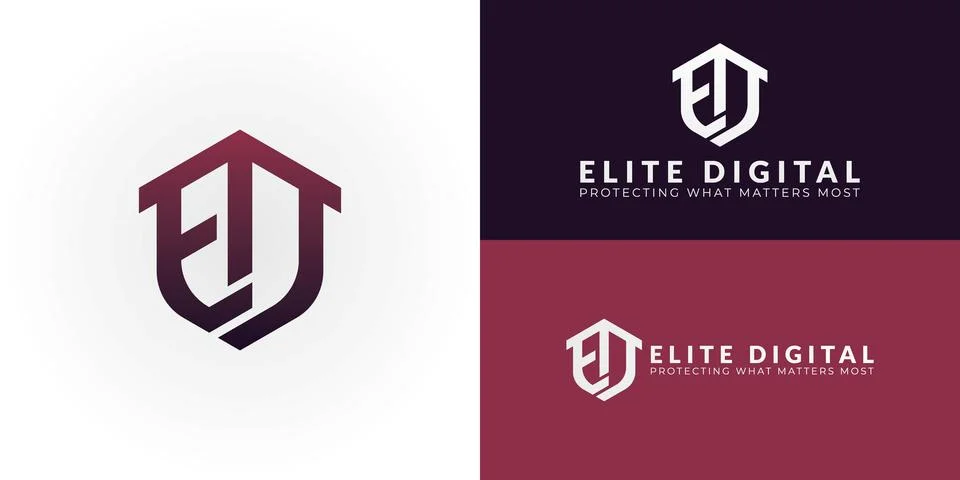 Modern ED shield logo for cybersecurity and data protection Stock Illustration