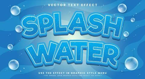 Modern editable Blue Splash Water text effect Template Stock Illustration