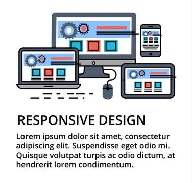 Modern editable flat line vector of responsive design Stock Illustration