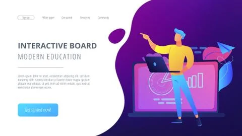Modern education and interactive board landing page. Stock Illustration