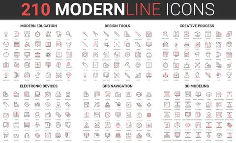 Modern education, design creative process, 3d modeling, electronic device icon Illustrazione stock