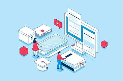 Modern Education Isometric Concept Stock Illustration