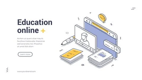 Modern education online learning web banner template Stock Illustration