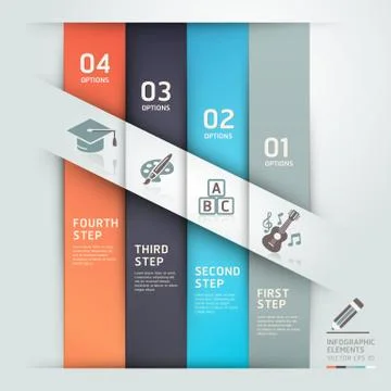 Modern education step options template origami style. Vector illustration. Stock Illustration