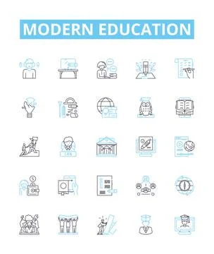 Modern education vector line icons set. Modern, Education, Technology, Online Stock Illustration